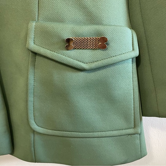 Vintage Lilli Ann Fox Fur Collar Jacket Sage Green size 8 - Picture 11 of 12